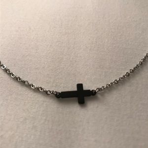 Brand New, Small Black Cross on Continuous Chain